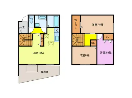 アスターテラス(3LDK/1階)の間取り写真