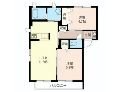 グランドール清長(2LDK/2階)の間取り写真