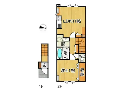 俵元2丁目AP(1LDK/2階)の間取り写真