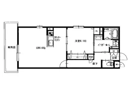 COMFY COURT五条西洞院(1LDK/1階)の間取り写真