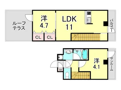 阪急甲陽線 苦楽園口駅 徒歩3分 4階建 築5年(2LDK/3階)の間取り写真
