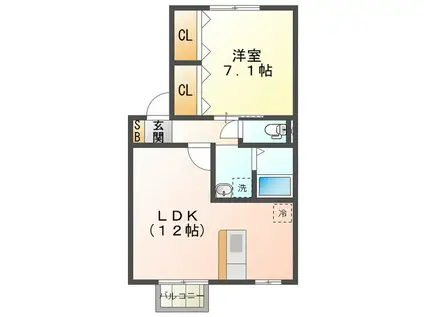エクレール(1LDK/2階)の間取り写真