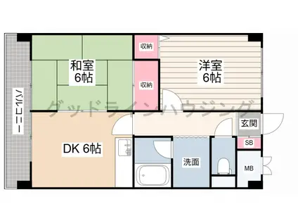 ウエストヒルズ(2DK/4階)の間取り写真