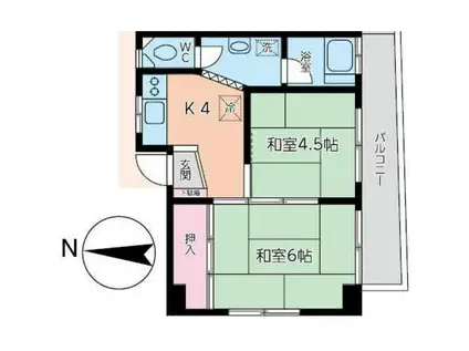 藤井ハイツ(2K/3階)の間取り写真