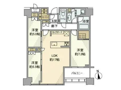 白金ザ・スカイ東棟(3LDK/41階)の間取り写真