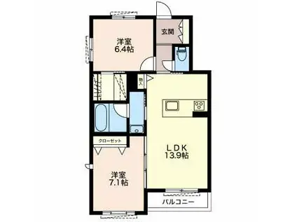 サンセリテ ミル(2LDK/2階)の間取り写真