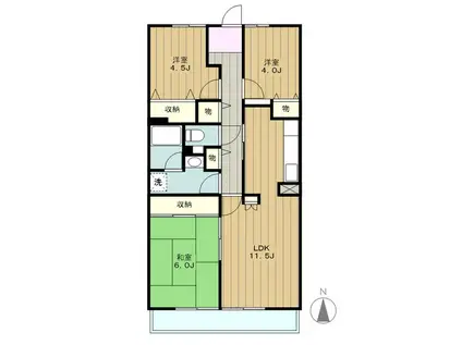 コーポレート中央林間1号棟(3LDK/6階)の間取り写真