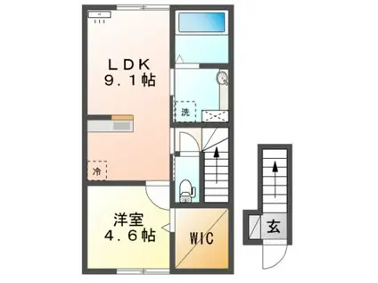 レスア柏崎II・III(1LDK/2階)の間取り写真