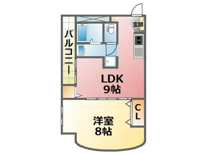 シャルマン六番館(1LDK/2階)の間取り写真