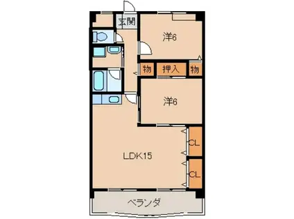 ヴィラ・サンセール(2LDK/1階)の間取り写真