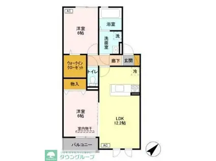 アルシオネ(2LDK/2階)の間取り写真