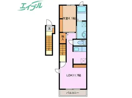 GARDEN日永西II(1LDK/2階)の間取り写真