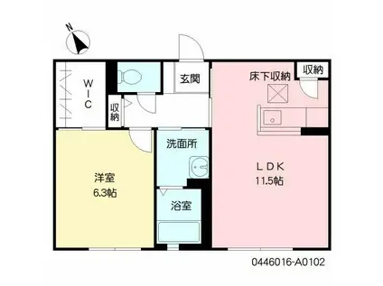 ウエストガーデン(1LDK/1階)の間取り写真