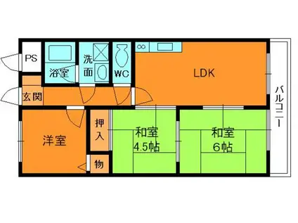 リヴェール三室(3LDK/3階)の間取り写真