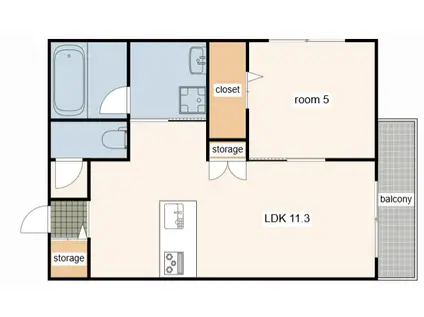 ヴィラージュ下手野(1LDK/3階)の間取り写真