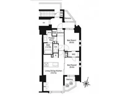 ジオイド三番町(2LDK/5階)の間取り写真