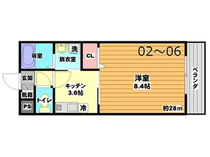 千里山サンライズ(1K/3階)の間取り写真