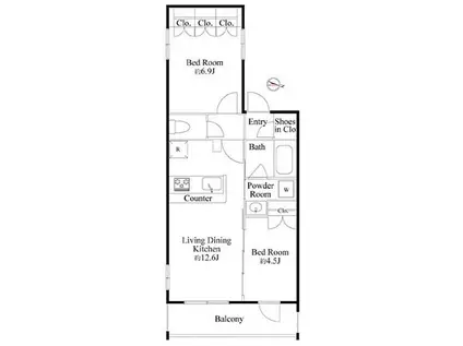 LA MIA CASA 東中野(2LDK/2階)の間取り写真