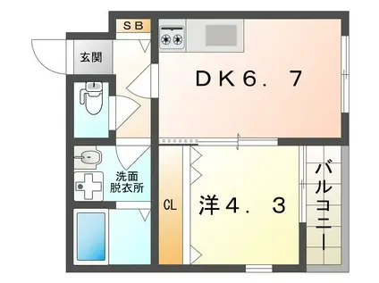 アーリーズ大宮通(1DK/4階)の間取り写真