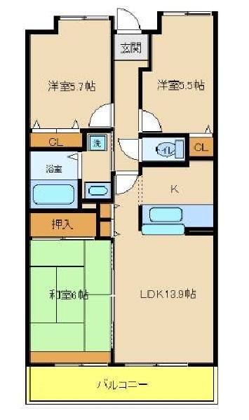 グランシャリオ(3LDK/1階)の間取り写真