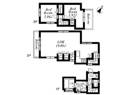 ルイ・コスタ(2LDK/3階)の間取り写真