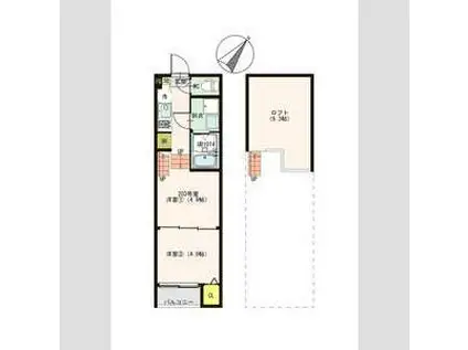 ハーモニーテラス新田8(1DK/2階)の間取り写真