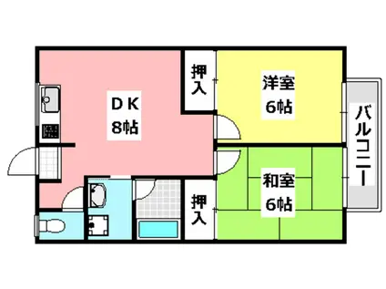 ヒルポイント春日丘(2DK/3階)の間取り写真