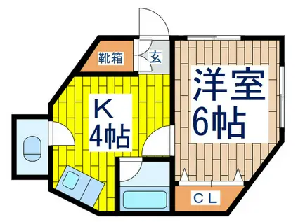 サンロイヤル池上(1K/1階)の間取り写真