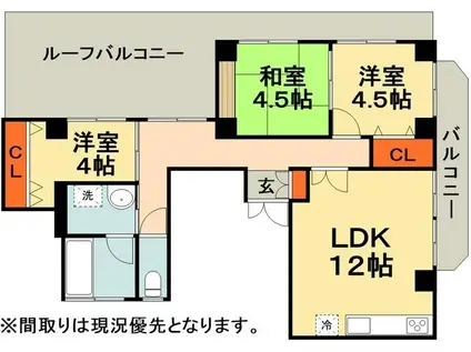 ヴィルヌーブ西船橋(3LDK/4階)の間取り写真