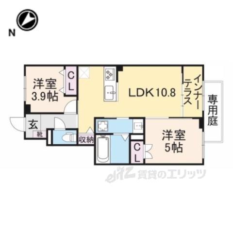 ローザ フェリーチェ(2LDK/1階)の間取り写真