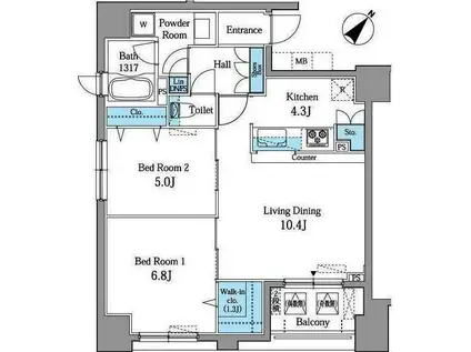 レジデンス横濱リバーサイド(1SLDK/7階)の間取り写真