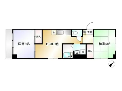 シャトーみのる(2DK/3階)の間取り写真