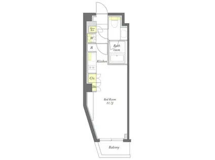 プライムメゾン下北沢(ワンルーム/2階)の間取り写真