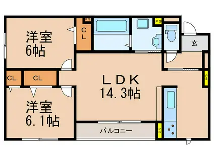 CREST K(2LDK/2階)の間取り写真