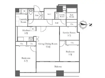 リバーシティ21 イーストタワーズ2(2SLDK/34階)の間取り写真
