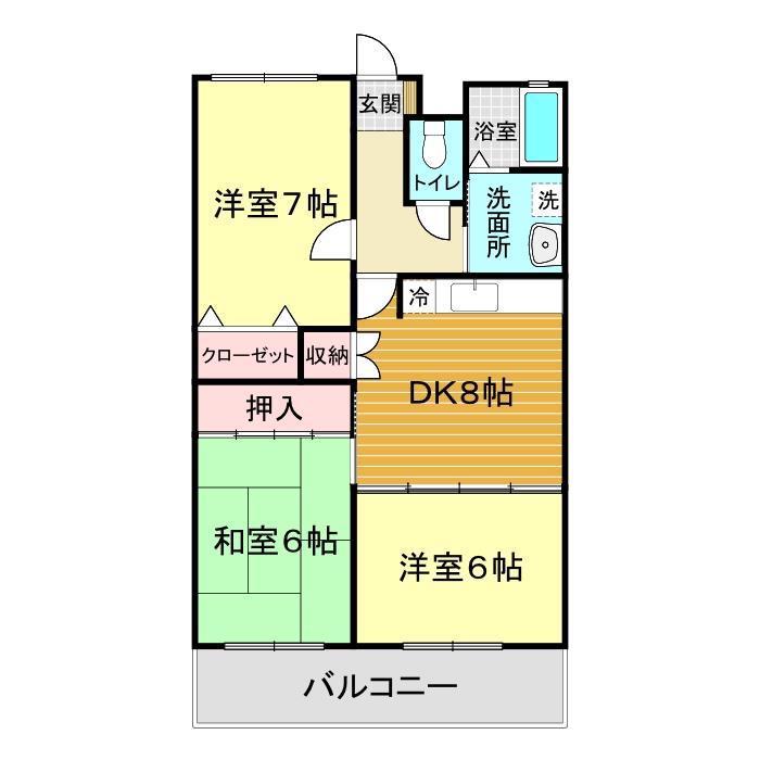エスポアール彦島(3DK/3階)の間取り写真