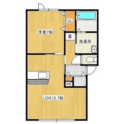 ツタージュE(1LDK/2階)の間取り写真
