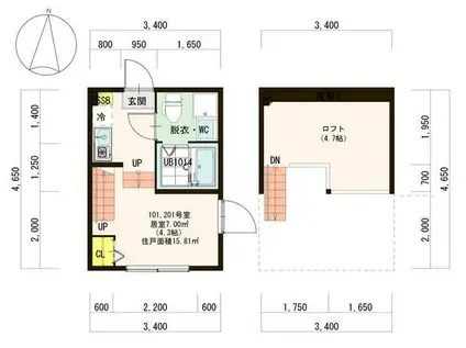 ショコラ・モールIII IOT キャン再募 独洗付 浴槽有 100有(ワンルーム/2階)の間取り写真
