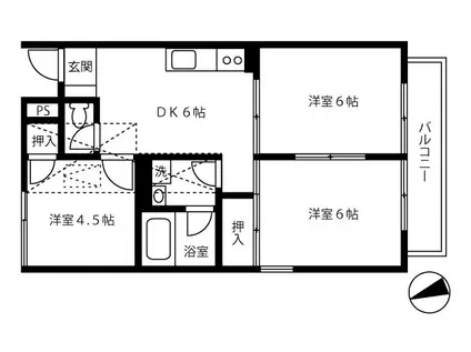 エステートフクヨ(3DK/3階)の間取り写真