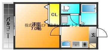 セジュールプロバンス(1K/2階)の間取り写真