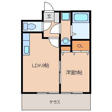 ランドベアー21II(1LDK/1階)の間取り写真