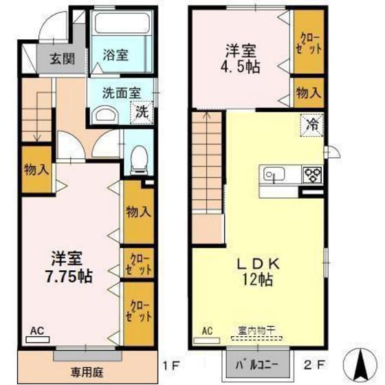 D-ROOM天正寺(2LDK/1階)の間取り写真