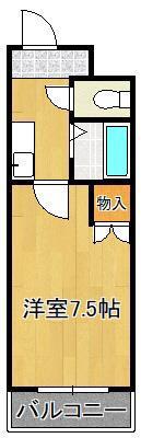 オリエンタル小倉南壱番館(1K/2階)の間取り写真