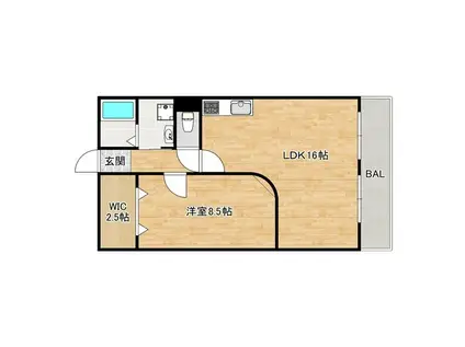 セレニティ 南巽(1LDK/4階)の間取り写真