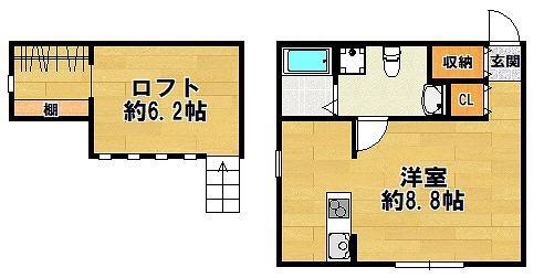 MAMAISON北六甲(1K/2階)の間取り写真