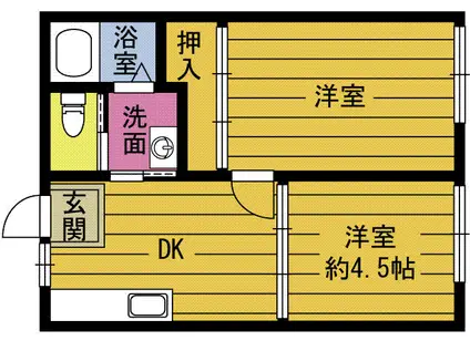 Dコーポ(2DK/1階)の間取り写真