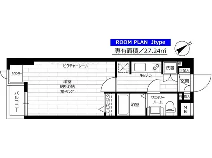 ステージファースト用賀II(1K/1階)の間取り写真