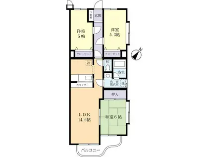 パークコートつくば(3LDK/3階)の間取り写真