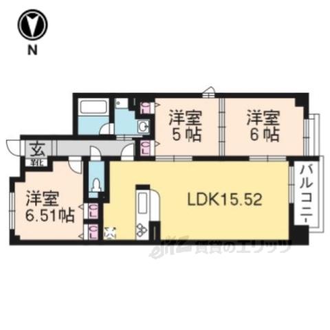 CEDARFOREST京都北山(3LDK/3階)の間取り写真