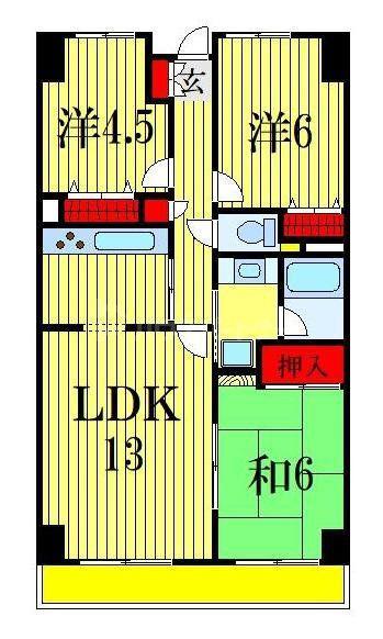 クレストヒル中野木(3LDK/2階)の間取り写真